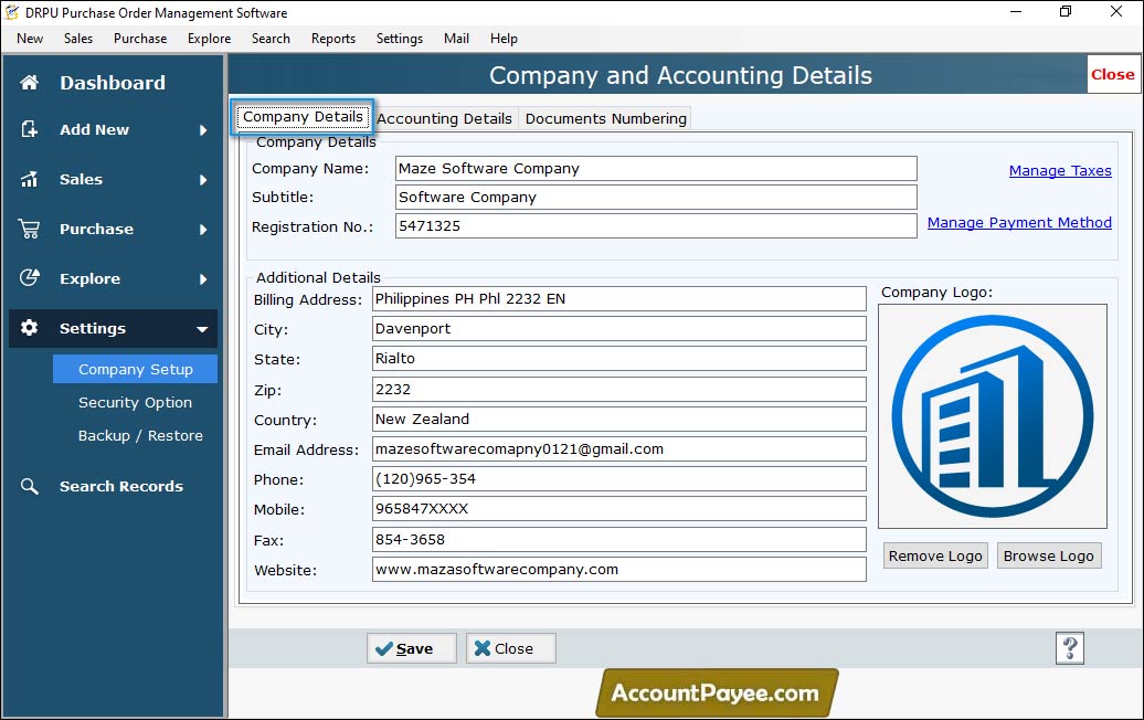 Company and Accounting Details