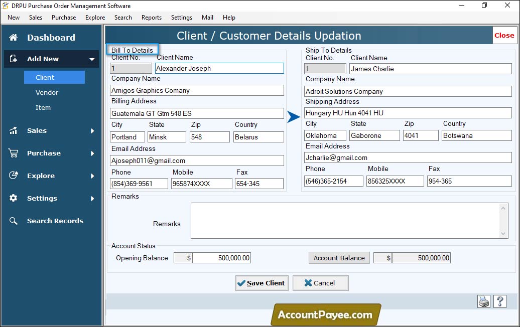 Client/Customer Details