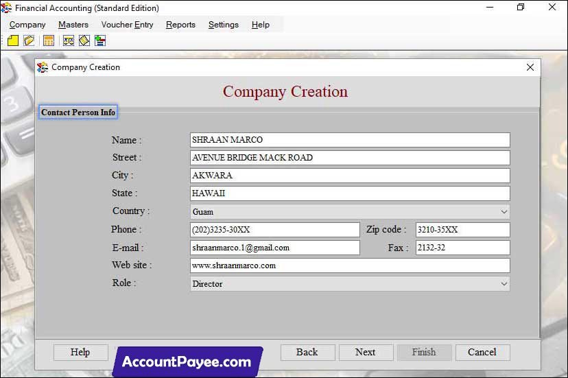 Personal Accounting Software screen shot