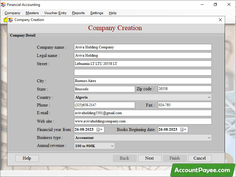 Screenshot of Financial Accounting Program