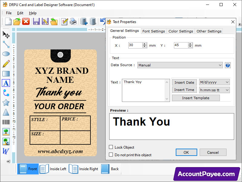 Screenshot of Labels and Stickers Designer